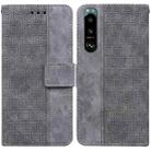 For Sony Xperia 5 III Geometric Embossed Leather Phone Case(Grey) - 1