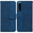 For Sony Xperia 5 III Geometric Embossed Leather Phone Case(Blue) - 1