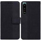 For Sony Xperia 5 III Geometric Embossed Leather Phone Case(Black) - 1