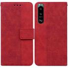 For Sony Xperia 5 III Geometric Embossed Leather Phone Case(Red) - 1