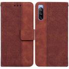 For Sony Xperia 10 III Geometric Embossed Leather Phone Case(Brown) - 1