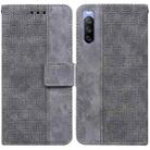 For Sony Xperia 10 III Geometric Embossed Leather Phone Case(Grey) - 1