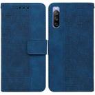 For Sony Xperia 10 III Geometric Embossed Leather Phone Case(Blue) - 1