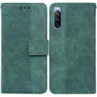 For Sony Xperia 10 III Geometric Embossed Leather Phone Case(Green) - 1
