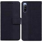 For Sony Xperia 10 III Geometric Embossed Leather Phone Case(Black) - 1