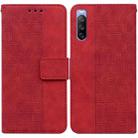 For Sony Xperia 10 III Geometric Embossed Leather Phone Case(Red) - 1