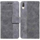 For Sony Xperia L3 Geometric Embossed Leather Phone Case(Grey) - 1