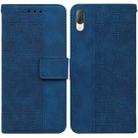 For Sony Xperia L3 Geometric Embossed Leather Phone Case(Blue) - 1