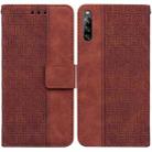 For Sony Xperia L4 Geometric Embossed Leather Phone Case(Brown) - 1