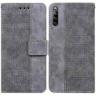 For Sony Xperia L4 Geometric Embossed Leather Phone Case(Grey) - 1