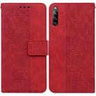 For Sony Xperia L4 Geometric Embossed Leather Phone Case(Red) - 1