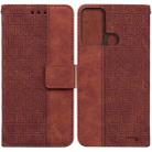 For ZTE Blade A52 Geometric Embossed Leather Phone Case(Brown) - 1