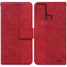 For ZTE Blade A52 Geometric Embossed Leather Phone Case(Red) - 1