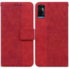 For ZTE Blade A72 / V40 Vita Geometric Embossed Leather Phone Case(Red) - 1