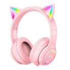 ONIKUMA B90 RGB Lighting Wireless Bluetooth Headphone (Pink) - 1