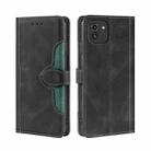 For Samsung Galaxy A03 Skin Feel Straw Hat Magnetic Buckle Leather Phone Case(Black) - 1