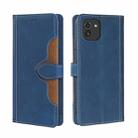 For Samsung Galaxy A03 Skin Feel Straw Hat Magnetic Buckle Leather Phone Case(Blue) - 1