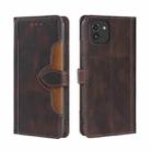 For Samsung Galaxy A03 Skin Feel Straw Hat Magnetic Buckle Leather Phone Case(Brown) - 1