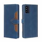 For Samsung Galaxy F52 5G Skin Feel Straw Hat Magnetic Buckle Leather Phone Case(Blue) - 1