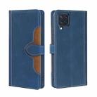 For Samsung Galaxy M32 India Version Skin Feel Straw Hat Magnetic Buckle Leather Phone Case(Blue) - 1