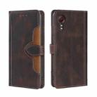 For Samsung Galaxy Xcover 5 Skin Feel Straw Hat Magnetic Buckle Leather Phone Case(Brown) - 1
