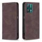 For OPPO Realme 9 Pro Magnetic RFID Blocking Anti-Theft Leather Case with Holder & Card Slots & Wallet(Brown) - 1