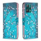 For OPPO Realme 9 Pro Colored Drawing Pattern Horizontal Flip Leather Case with Holder & Card Slots & Wallet(Plum Blossom) - 1