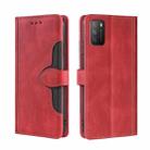 For Xiaomi Poco M3 Skin Feel Straw Hat Magnetic Buckle Leather Phone Case(Red) - 1