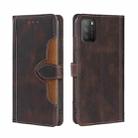 For Xiaomi Poco M3 Skin Feel Straw Hat Magnetic Buckle Leather Phone Case(Brown) - 1