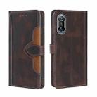 For Xiaomi Redmi K40 Gaming Skin Feel Straw Hat Magnetic Buckle Leather Phone Case(Brown) - 1