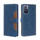 For Xiaomi Redmi Note 11 5G Skin Feel Straw Hat Magnetic Buckle Leather Phone Case(Blue) - 1