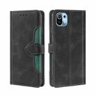 For Xiaomi Mi 11 Skin Feel Straw Hat Magnetic Buckle Leather Phone Case(Black) - 1