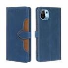 For Xiaomi Mi 11 Skin Feel Straw Hat Magnetic Buckle Leather Phone Case(Blue) - 1