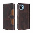 For Xiaomi Mi 11 Skin Feel Straw Hat Magnetic Buckle Leather Phone Case(Brown) - 1