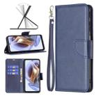 For Motorola Moto G31 / G41 Side Fingerprint Retro Lambskin Texture Leather Phone Case(Blue) - 1