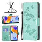 For Xiaomi Redmi Note 11 Pro International Version Two Butterflies Embossing Leather Phone Case(Green) - 1