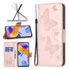 For Xiaomi Redmi Note 11 Pro International Version Two Butterflies Embossing Leather Phone Case(Rose Gold) - 1