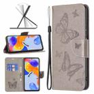 For Xiaomi Redmi Note 11 Pro International Version Two Butterflies Embossing Leather Phone Case(Grey) - 1