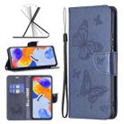 For Xiaomi Redmi Note 11 Pro International Version Two Butterflies Embossing Leather Phone Case(Blue) - 1