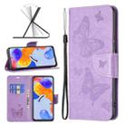 For Xiaomi Redmi Note 11 Pro International Version Two Butterflies Embossing Leather Phone Case(Purple) - 1