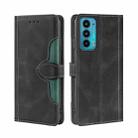 For Motorola Edge 20 Skin Feel Straw Hat Magnetic Buckle Leather Phone Case(Black) - 1