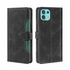 For Motorola Edge 20 Lite Skin Feel Straw Hat Magnetic Buckle Leather Phone Case(Black) - 1