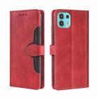 For Motorola Edge 20 Lite Skin Feel Straw Hat Magnetic Buckle Leather Phone Case(Red) - 1