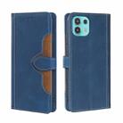 For Motorola Edge 20 Lite Skin Feel Straw Hat Magnetic Buckle Leather Phone Case(Blue) - 1