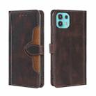 For Motorola Edge 20 Lite Skin Feel Straw Hat Magnetic Buckle Leather Phone Case(Brown) - 1