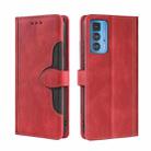 For Motorola Edge 20 Pro / S Pro Skin Feel Straw Hat Magnetic Buckle Leather Phone Case(Red) - 1