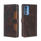 For Motorola Edge 20 Pro / S Pro Skin Feel Straw Hat Magnetic Buckle Leather Phone Case(Brown) - 1