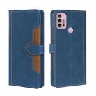 For Motorola Moto G30 Skin Feel Straw Hat Magnetic Buckle Leather Phone Case(Blue) - 1