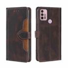 For Motorola Moto G30 Skin Feel Straw Hat Magnetic Buckle Leather Phone Case(Brown) - 1