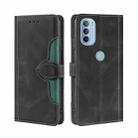 For Motorola Moto G31 / G41 Skin Feel Straw Hat Magnetic Buckle Leather Phone Case(Black) - 1